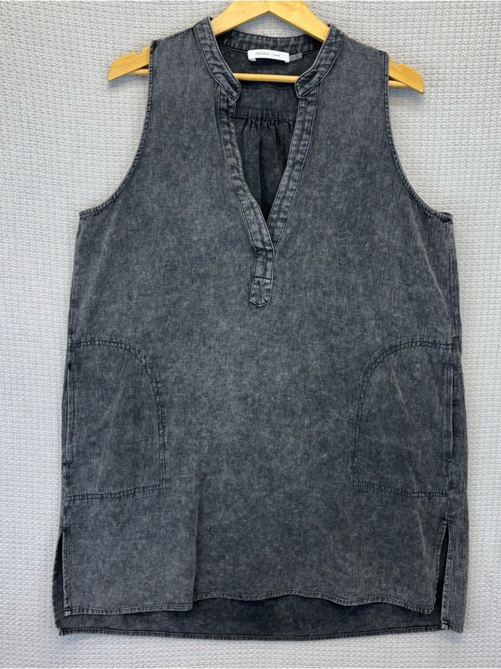 Anthropologie Mustard Seed Dark Gray Denim Sleeveless Mini Dress Grunge Punk Sm